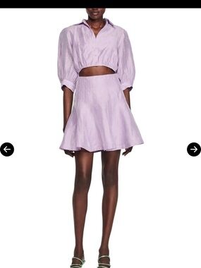 Sandro Lavender Cropped Bodice Mini Shirt Dress size 38